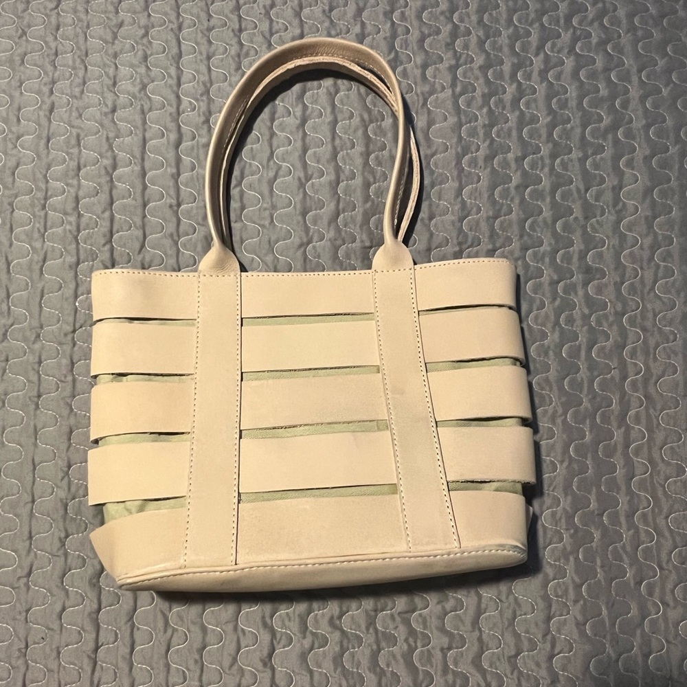 Beige Woven Strap Tote Bag